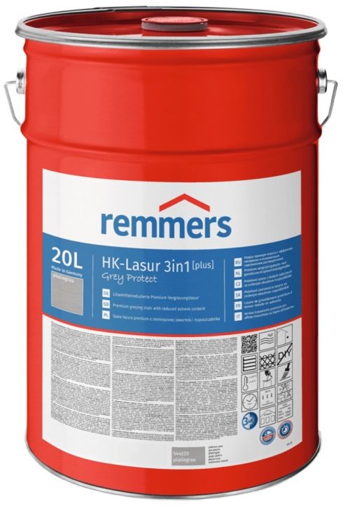 Remmers HK Lazura 3 v 1 Grey protect [plus] 20 l, platingrau / platinově šedá