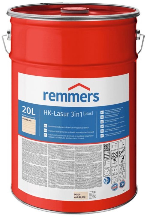 Remmers HK Lazura 3 v 1 [plus] 20 l, weiss / bílá