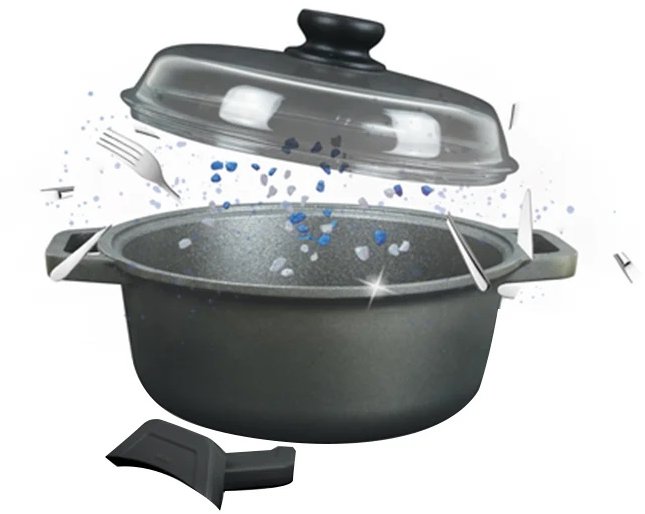 Risoli Nepřilnavý hrnec 28 cm 4,5 l se skleněnou poklicí Blackplus, na indukci