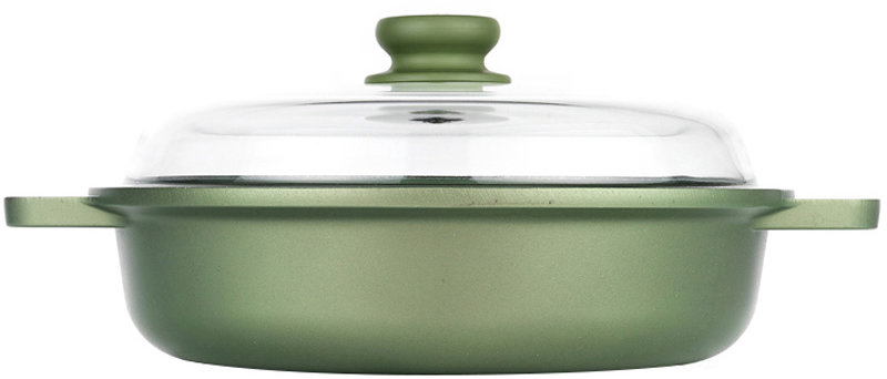 Risoli Zelený nepřilnavý kastrol 28 cm 2 l, se skleněnou poklicí Dr Green, na indukci