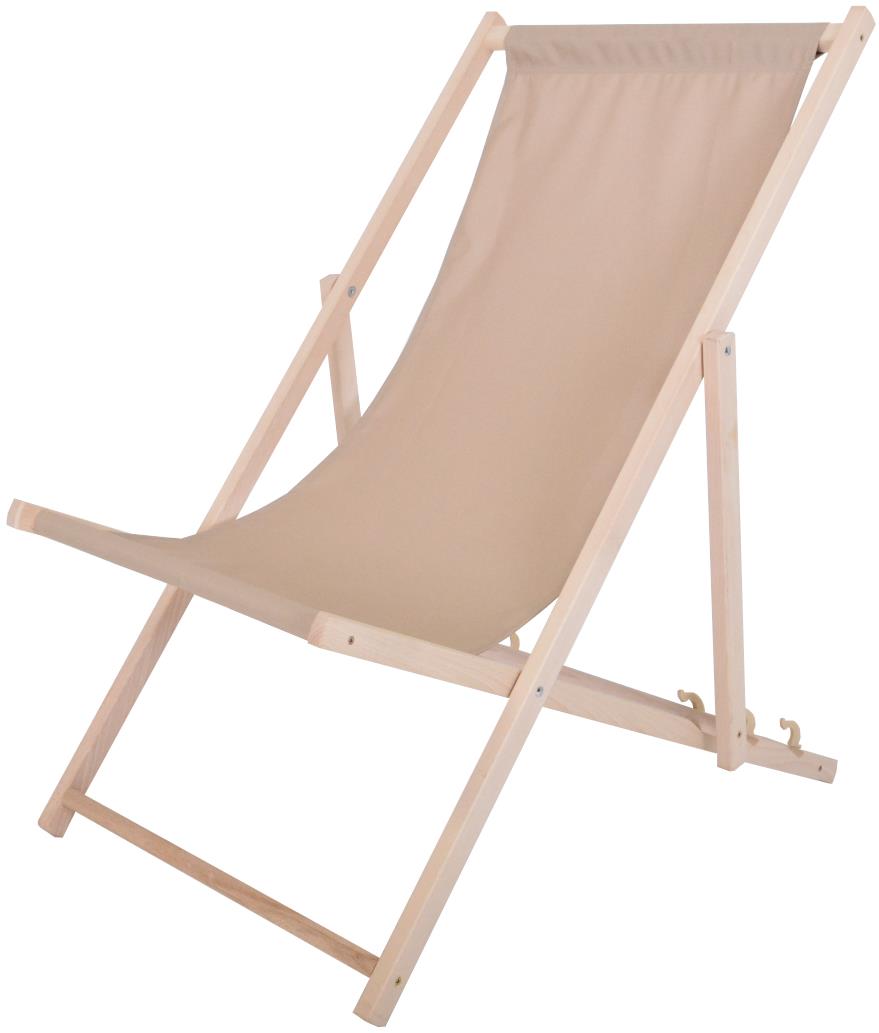 ROJAPLAST Zahradní lehátko, dřevěné - přírodní, BAHAMA POLYESTER, béžové