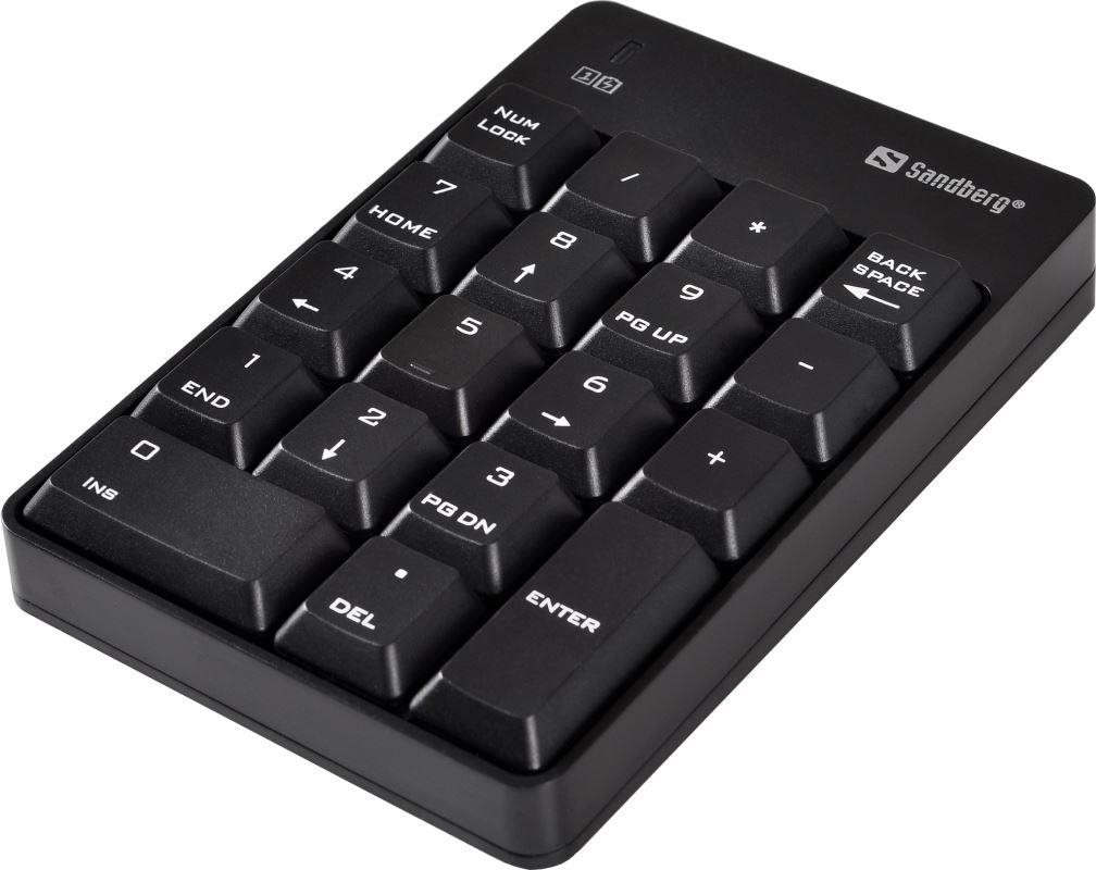 Sandberg Bezdrátová numerická klávesnice, NumPad 2, černá