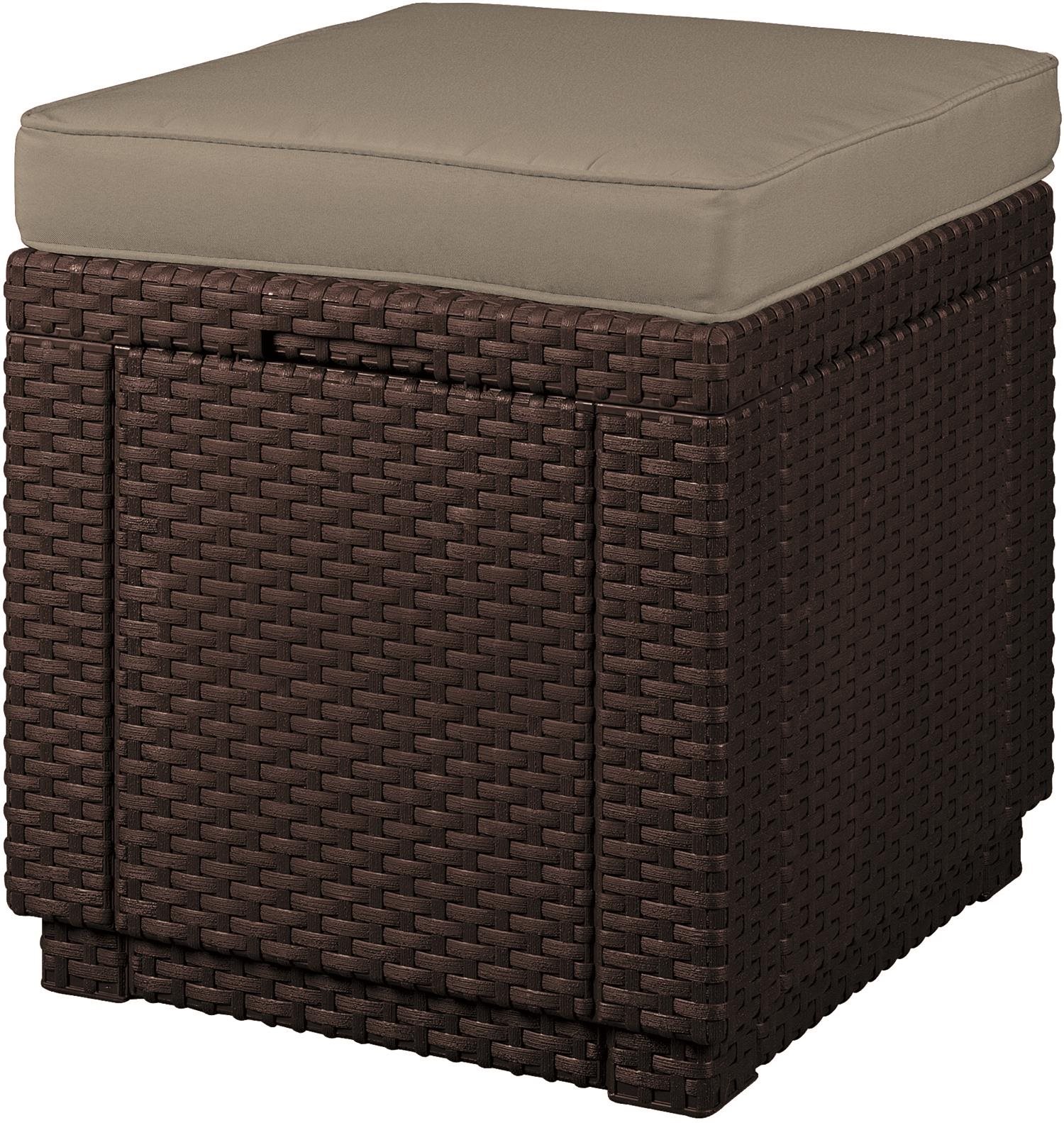 KETER Zahradní stolička CUBE - taburet, hnědý