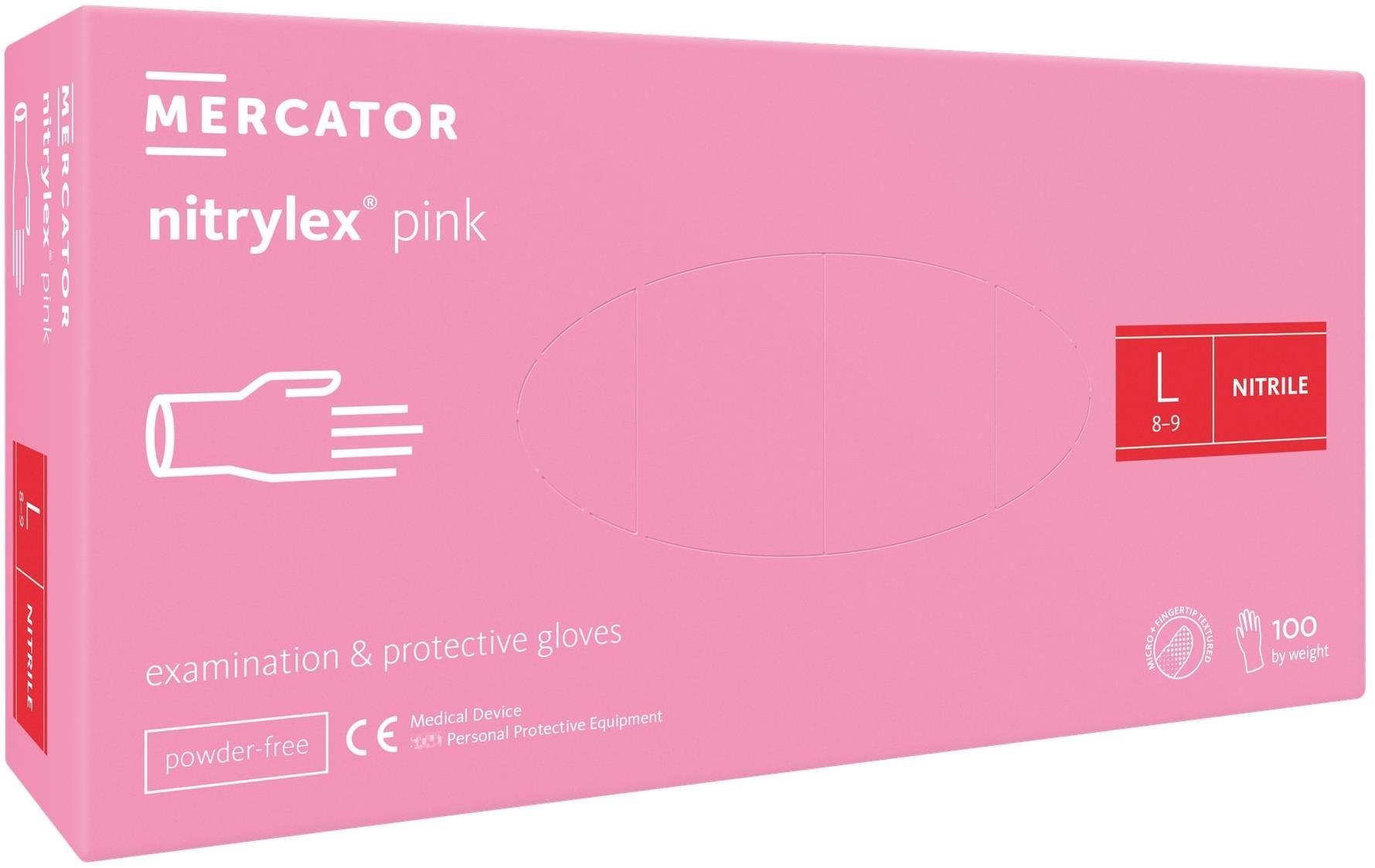 MERCATOR MEDICAL Nitrylex Pink růžové, 100 ks, vel. L