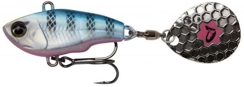Savage Gear Fat Tail Spin 8cm 24g Sinking Blue Silver Pink