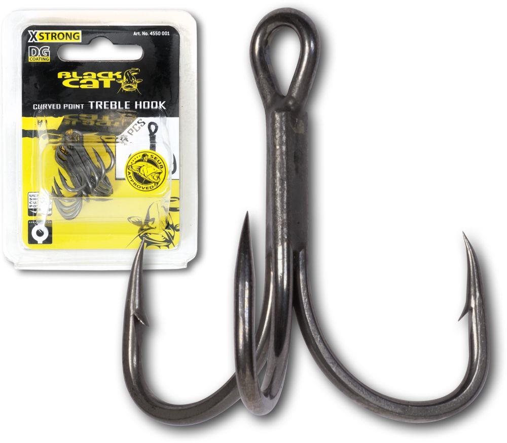 Black Cat Curved Point Treble Hook DG Velikost 2/0 5ks