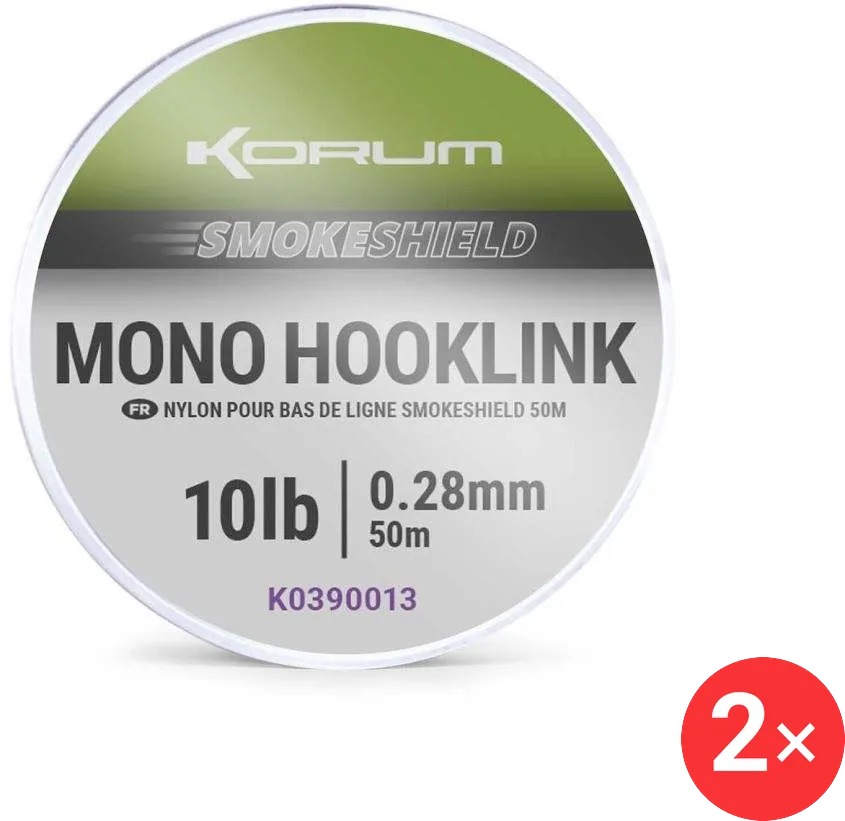 KORUM Smokeshield mono Hooklink, 50 m, 0,33 mm, 15 lb 2 ks