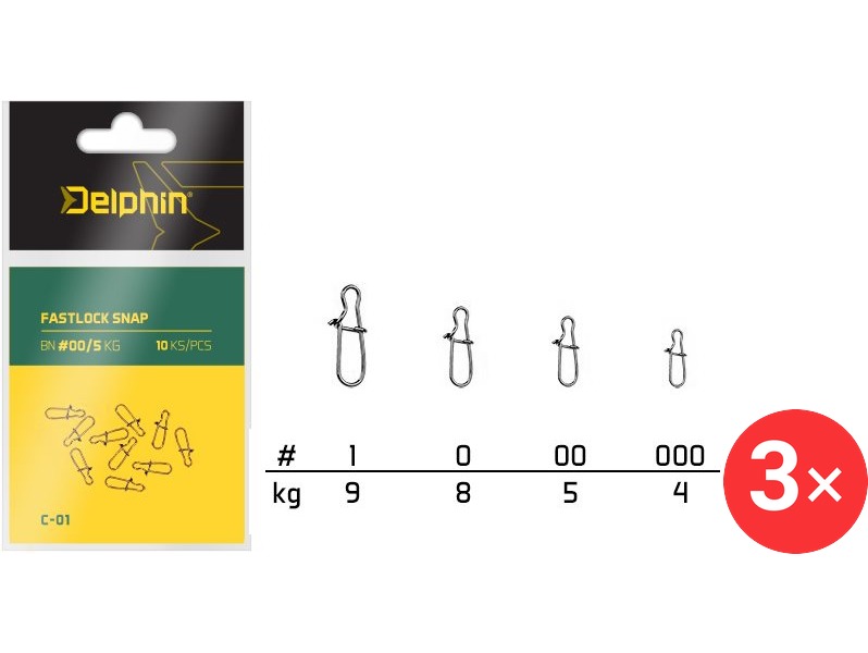 Delphin Fastlock Snap C-01 Velikost 00, 5 kg 3 × 10 ks