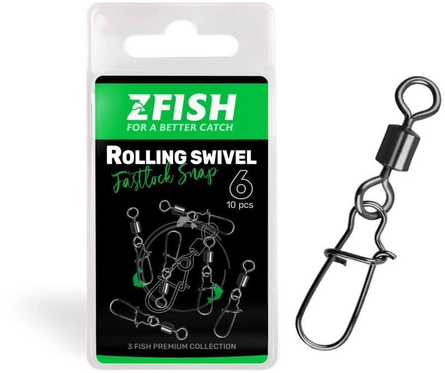 Zfish Rolling Swivel & Fastlock Snap, velikost 14, 2 × 10 ks