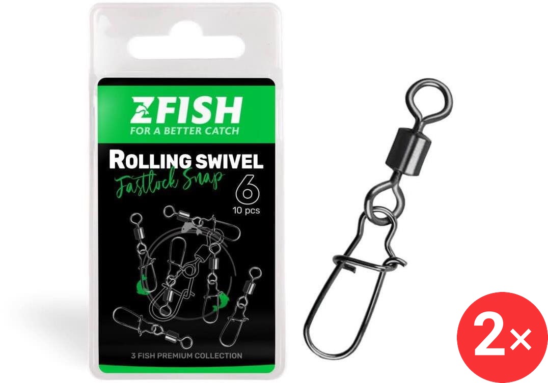 Zfish Rolling Swivel & Fastlock Snap, velikost 6, 2 × 10 ks