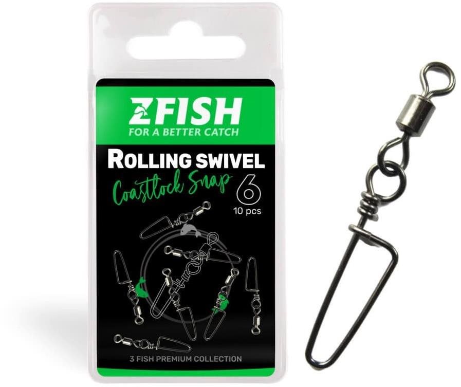 Zfish Rolling Swivel & Coastlock Snap, velikost 12, 2 × 10 ks