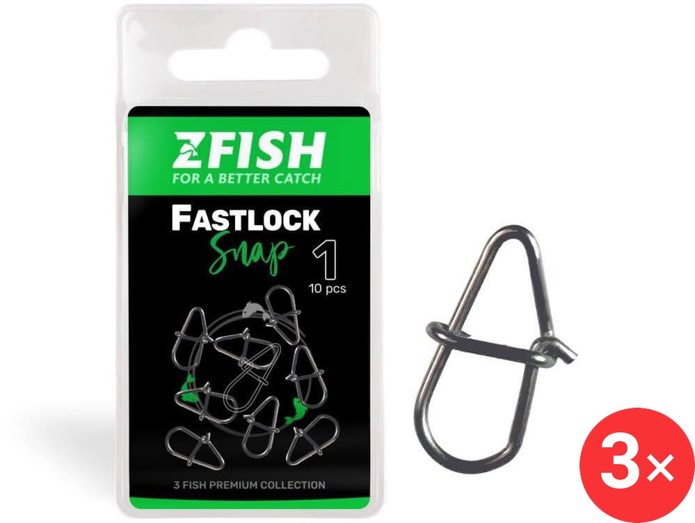 Zfish Karabinka Fastlock Snap Velikost 1, 9 kg 3 × 10 ks
