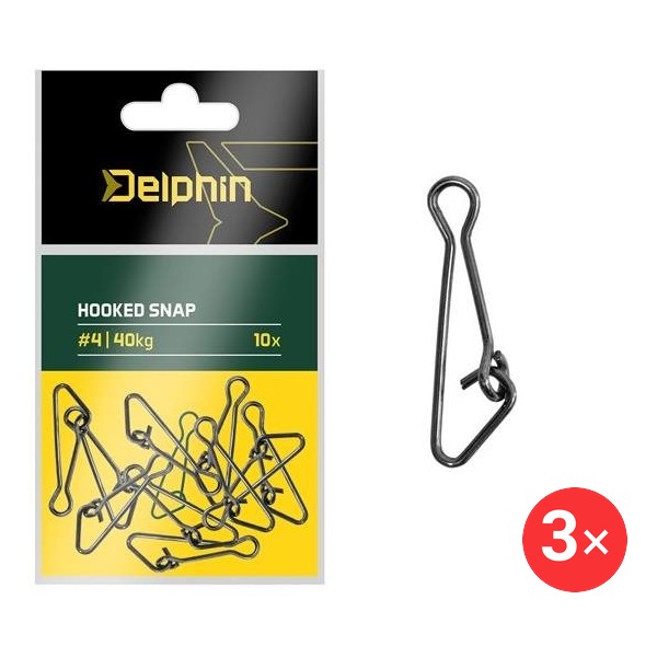 Delphin Hooked snap Velikost 4, 40 kg 3 × 10 ks
