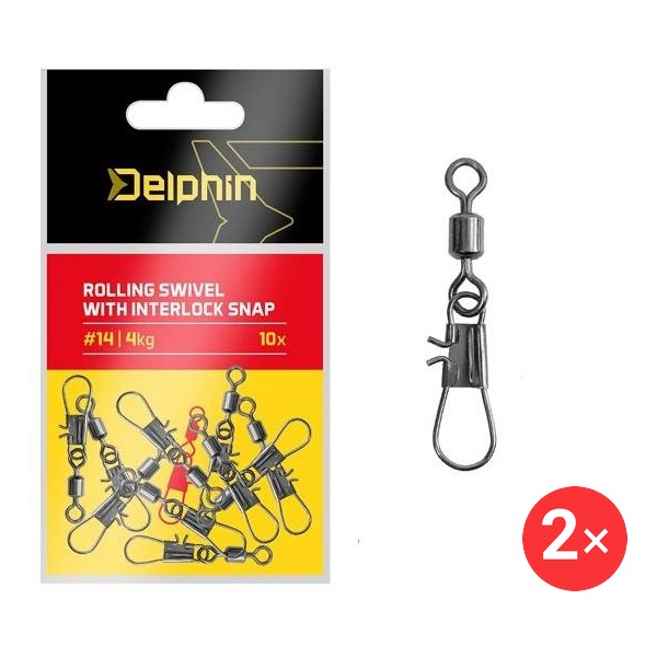 Delphin Rolling swivel with interlock snap Velikost 10 7 kg 2 × 10 ks