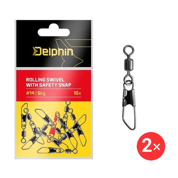 Delphin Rolling swivel with safety snap Velikost 8, 5 kg 2 × 10 ks