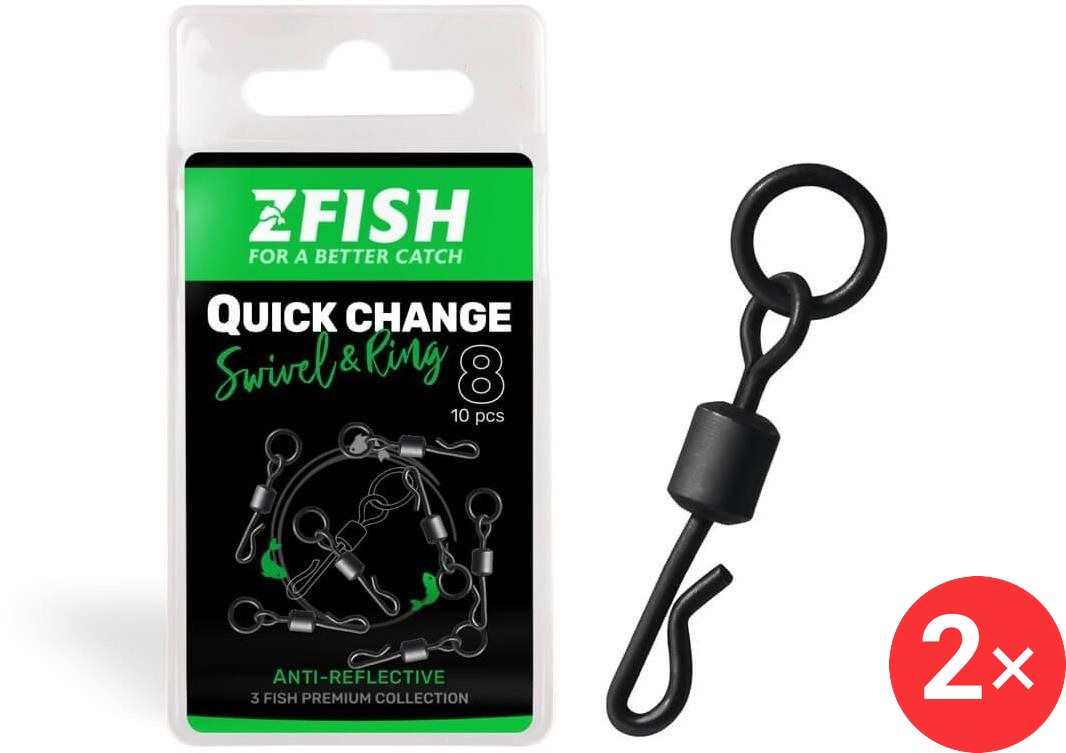 Zfish Obratlík Quick Change Swivel with Ring Velikost 8, 2 × 10 ks