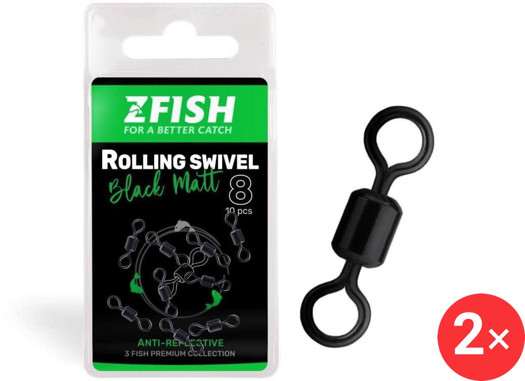 Zfish Obratlík Rolling Swivel Black Matt Velikost 8, 28 kg 2 × 10 ks