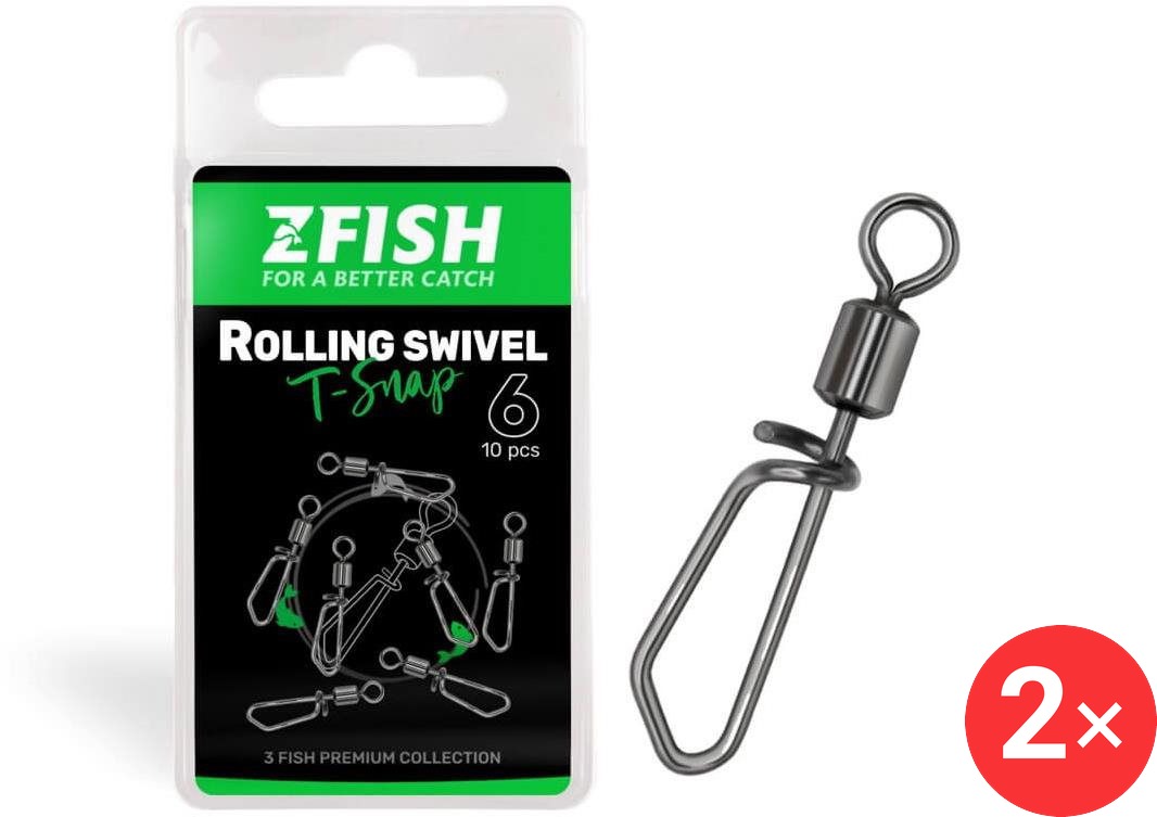 Zfish Obratlík Rolling swivel with T Snap Velikost 10, 27 kg 2 × 10 ks