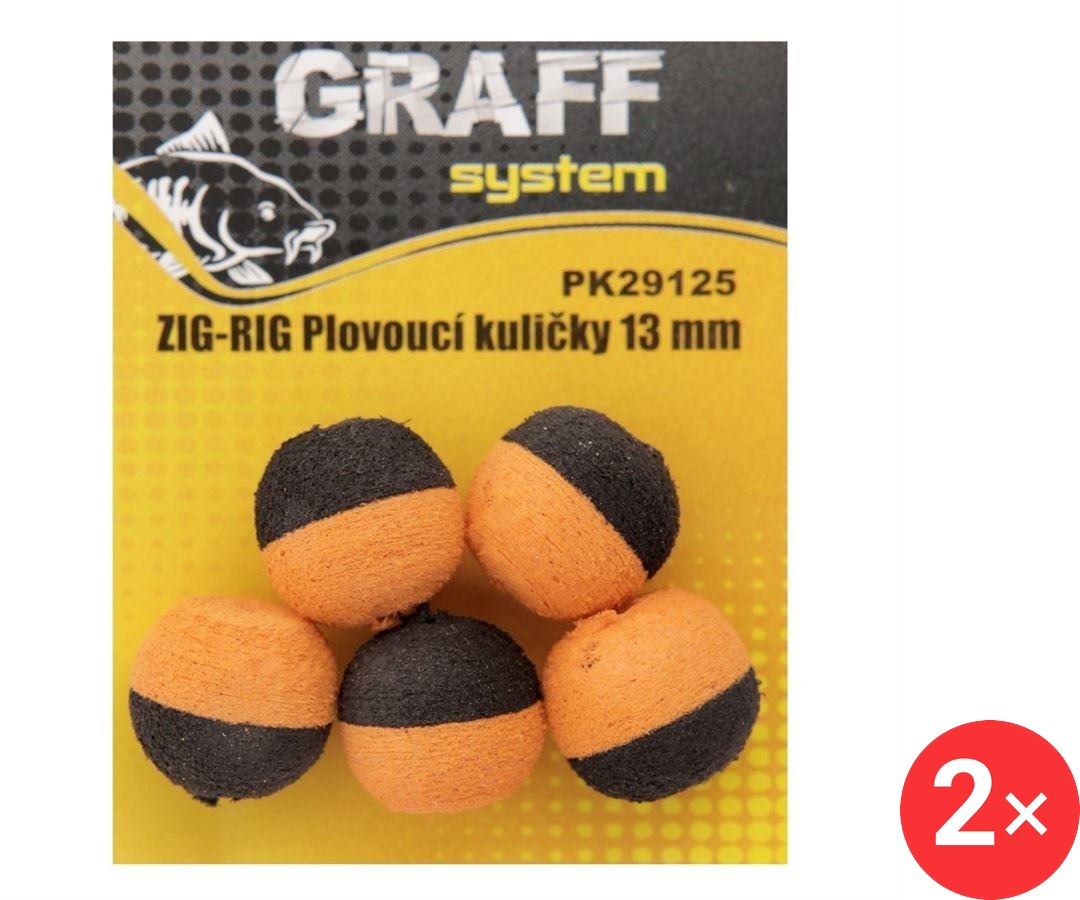 Graff Zig-Rig Plovoucí kulička 13 mm Černá/Oranžová 2 × 5 ks