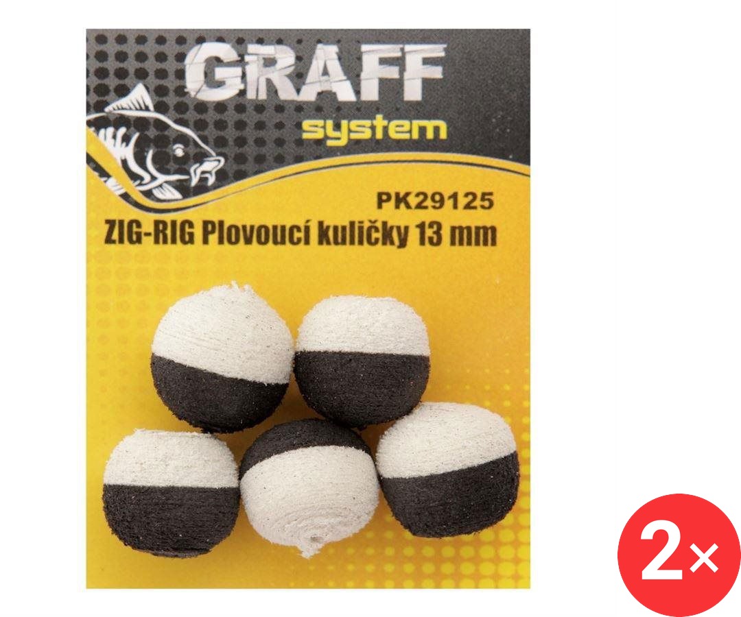 Graff Zig-Rig Plovoucí kulička 13 mm Černá/Bílá 2 × 5 ks