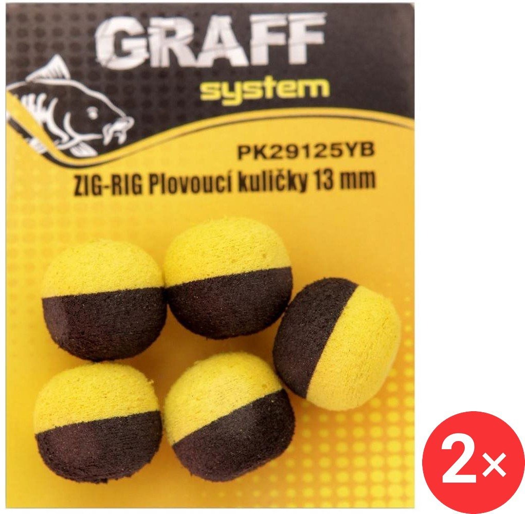 Graff Zig-Rig Plovoucí kulička 13 mm Žlutá/Černá 2 × 5 ks