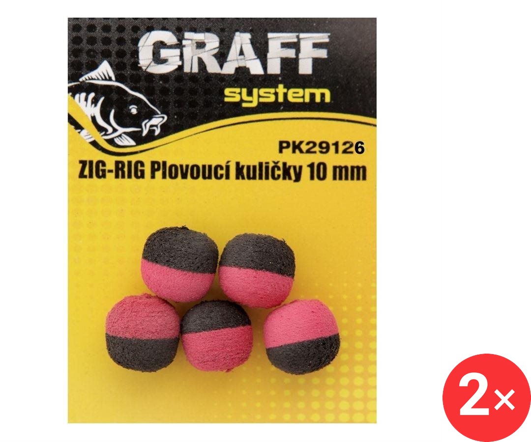 Graff Zig-Rig Plovoucí kulička 10 mm Černá/Červená 2 × 5 ks