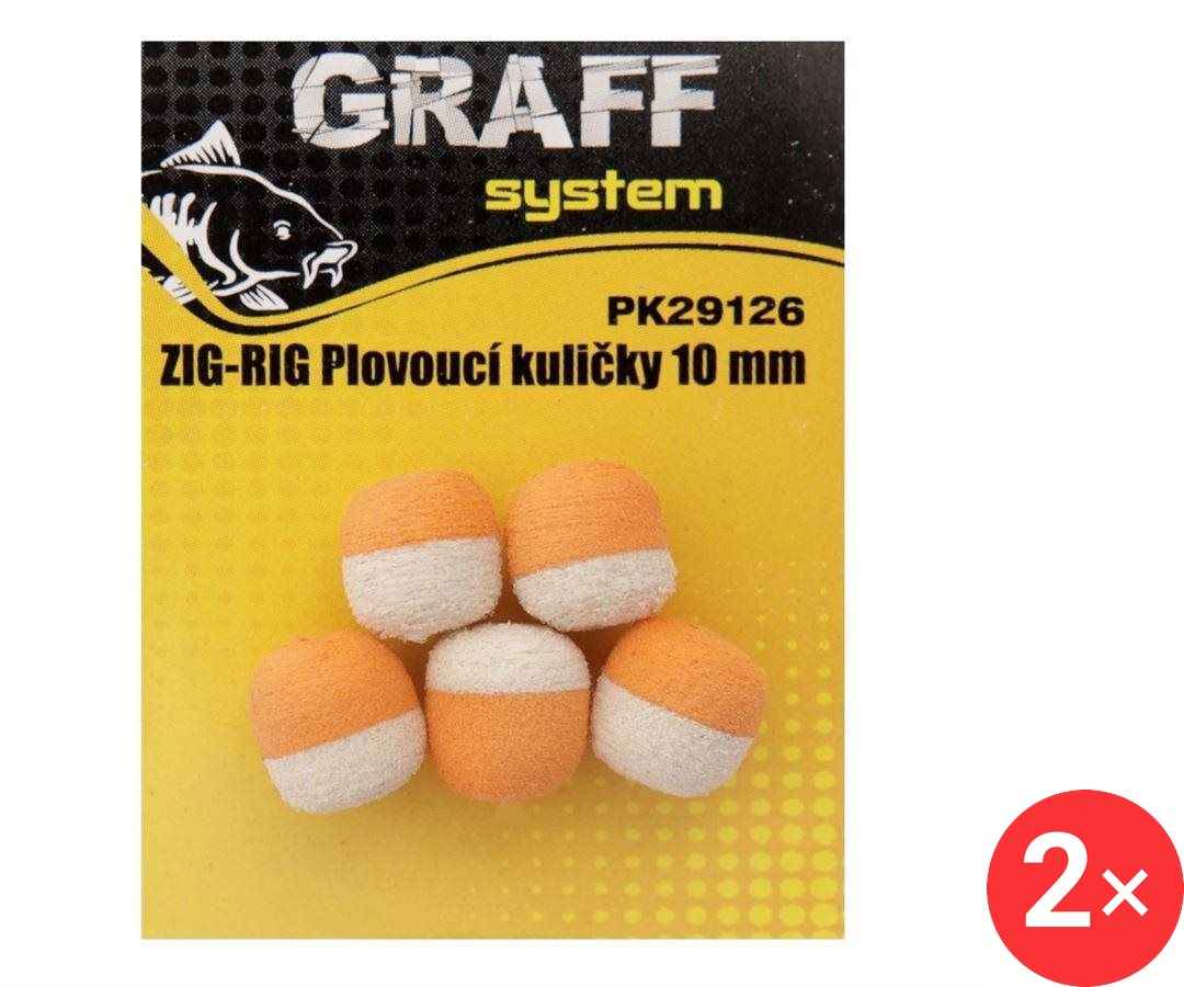 Graff Zig-Rig Plovoucí kulička 10 mm Bílá/Oranžová 2 × 5 ks