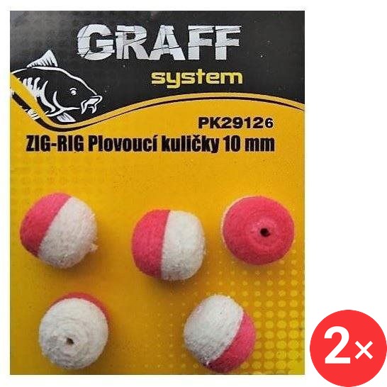 Graff Zig-Rig Plovoucí kulička 10 mm Bílá/Červená 2 × 5 ks