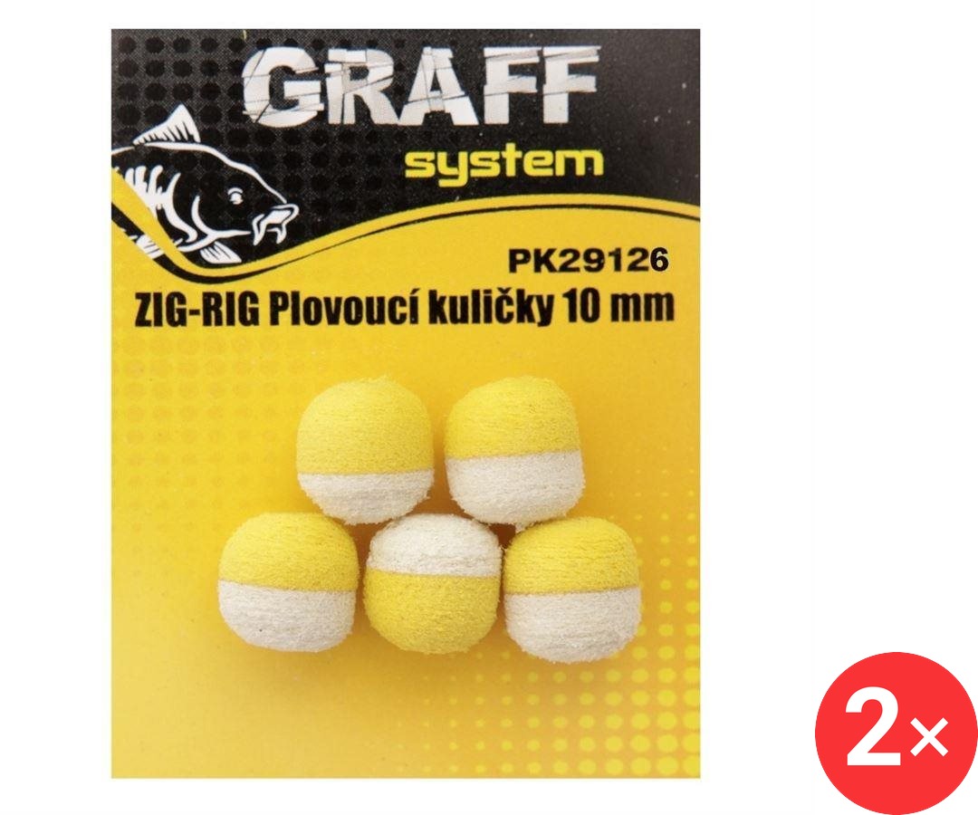 Graff Zig-Rig Plovoucí kulička 10 mm Žlutá/Bílá 2 × 5 ks