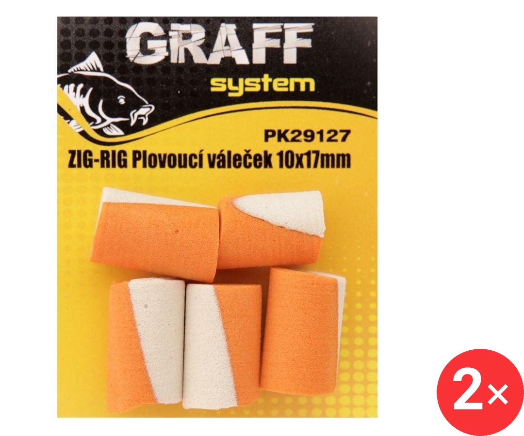 Graff Zig-Rig Plovoucí váleček 10 x 17 mm Bílá/Ornažová 2 × 5 ks