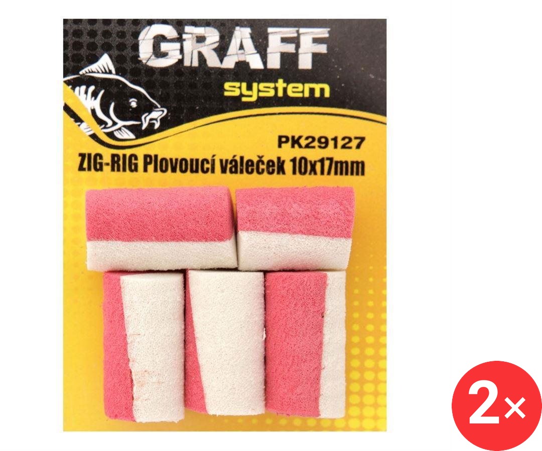 Graff Zig-Rig Plovoucí váleček 10 x 17 mm Bílá/Červená 2 × 5 ks