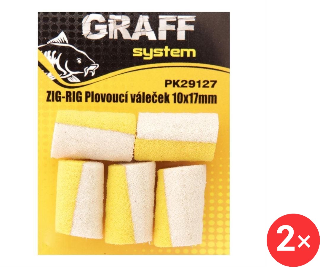 Graff Zig-Rig Plovoucí váleček 10 x 17 mm Bílá/Žlutá 2 × 5 ks