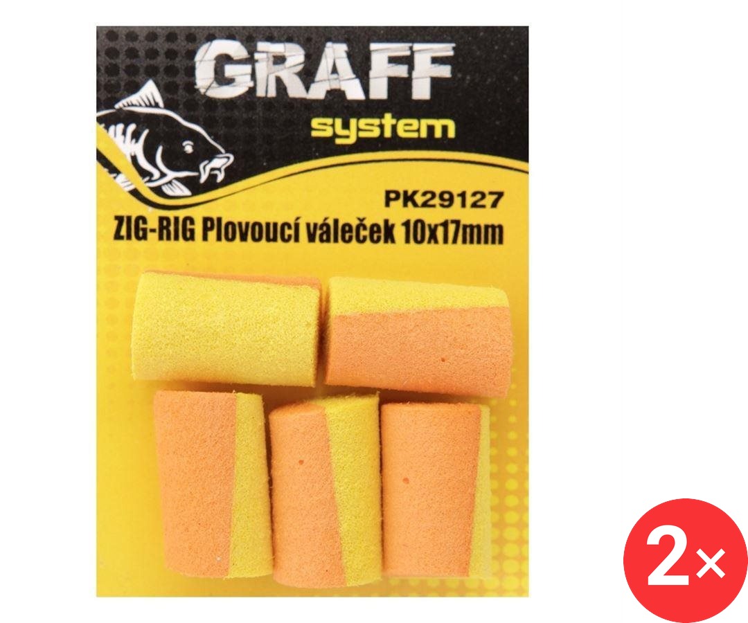 Graff Zig-Rig Plovoucí váleček 10 x 17 mm Žlutá/Oranžová 2 × 5 ks