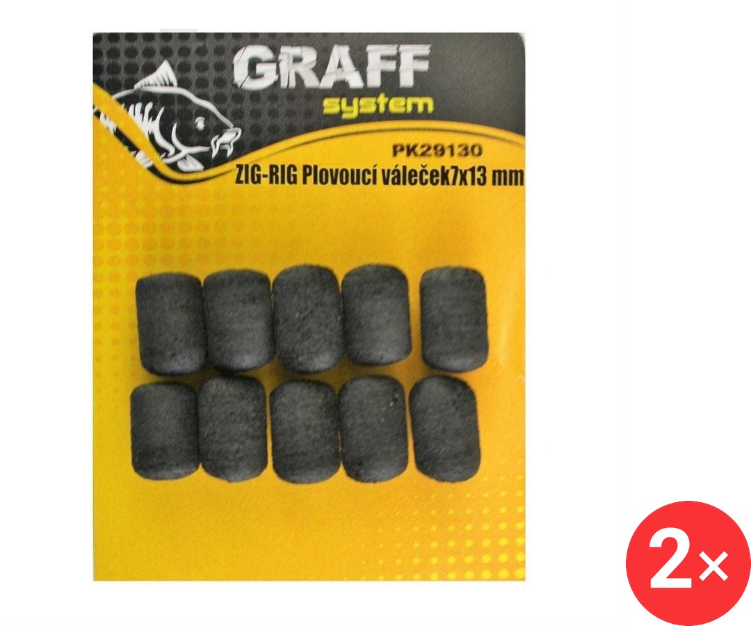 Graff Zig-Rig Plovoucí váleček 7 x 13 mm Černá 2 × 10 ks