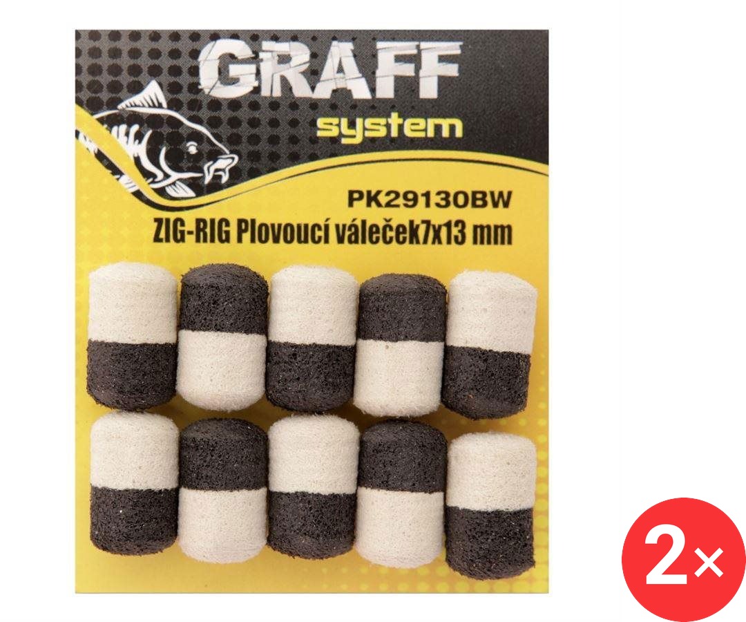 Graff Zig-Rig Plovoucí váleček 7 x 13 mm Černá/Bílá 2 × 10 ks