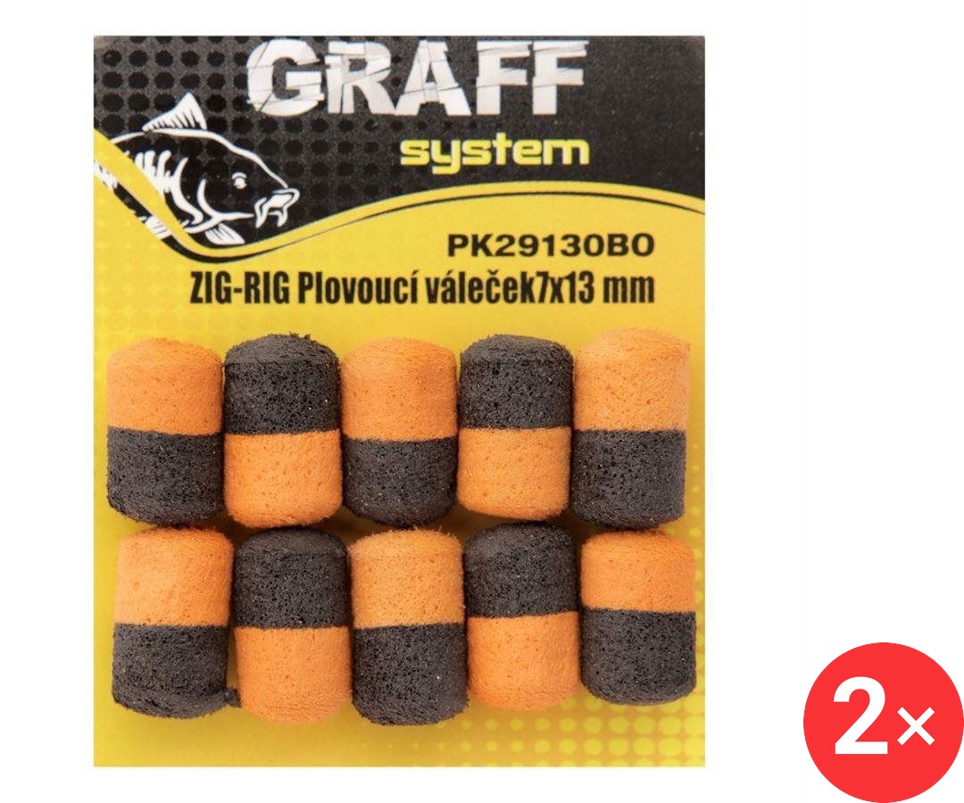 Graff Zig-Rig Plovoucí váleček 7 x 13 mm Černá/Oranžová 2 × 10 ks