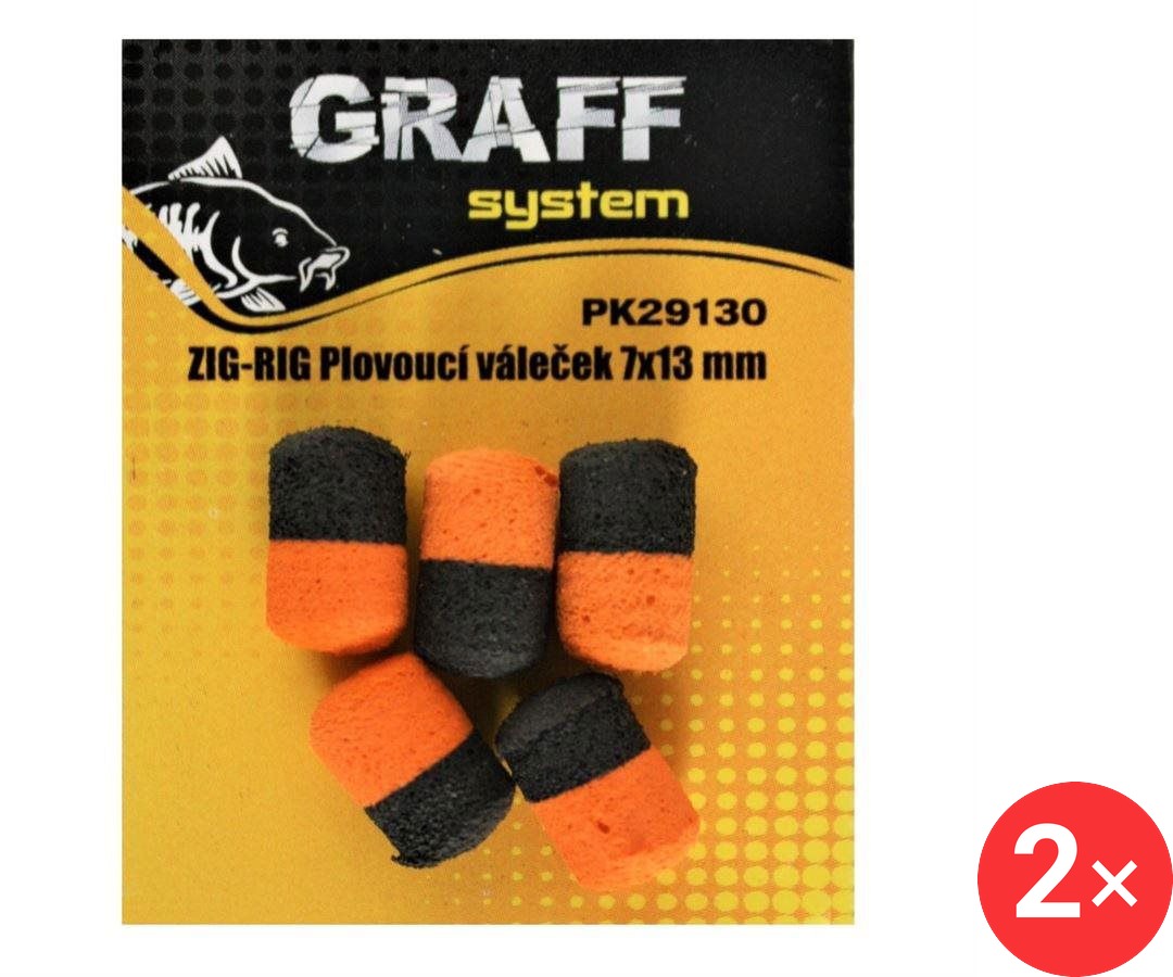 Graff Zig-Rig Plovoucí váleček 7 x 13 mm Černá/Oranžová 2 × 5 ks