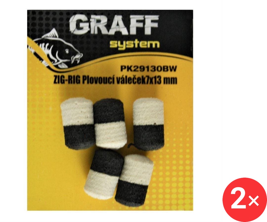Graff Zig-Rig Plovoucí váleček 7 x 13 mm Černá/Bílá 2 × 5 ks