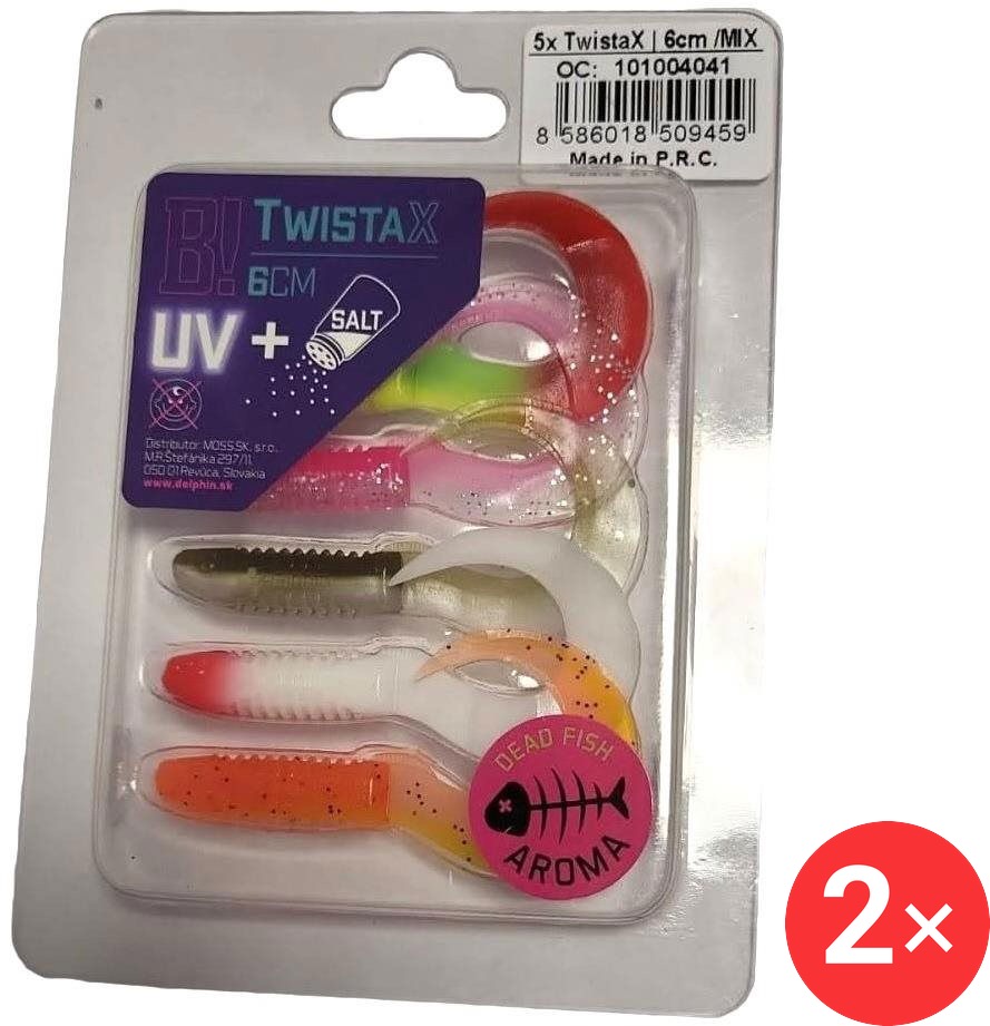 Delphin TwistaX Eeltail UVs 6 cm Mix, 2 × 5 ks