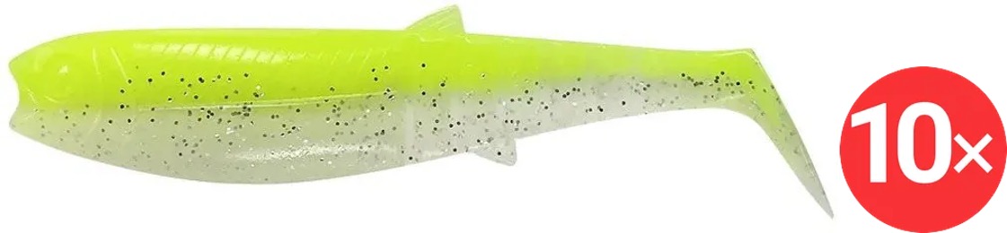 Savage Gear Cannibal Shad 6,8 cm, 3 g, Fluo Yellow Glow, 2 × 5 ks