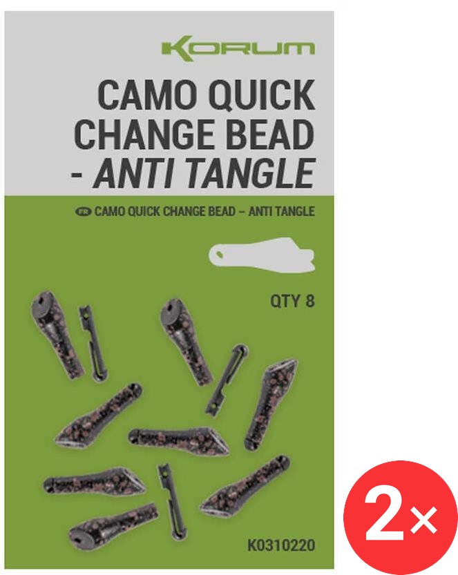 KORUM Korálek Camo Quick Change Bead Anti Tangle 2 × 8 ks