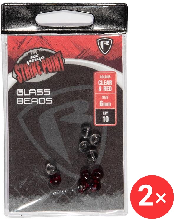 FOX Rage Kulička Strike Point Glass Beads Clear / Red 6 mm, 2 × 10 ks