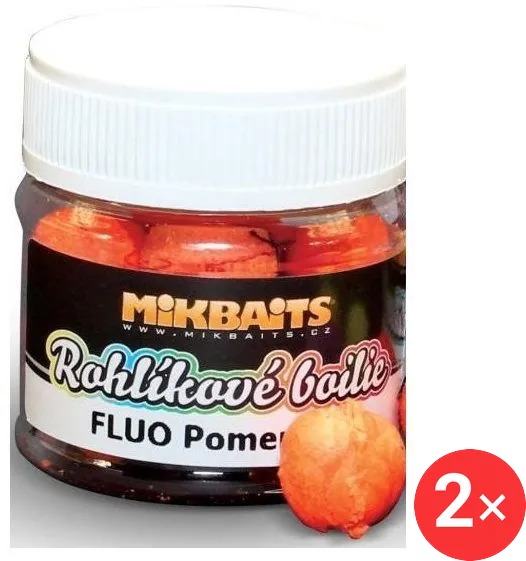 Mikbaits Rohlíkové boilie Fluo Pomeranč 2 × 50 ml