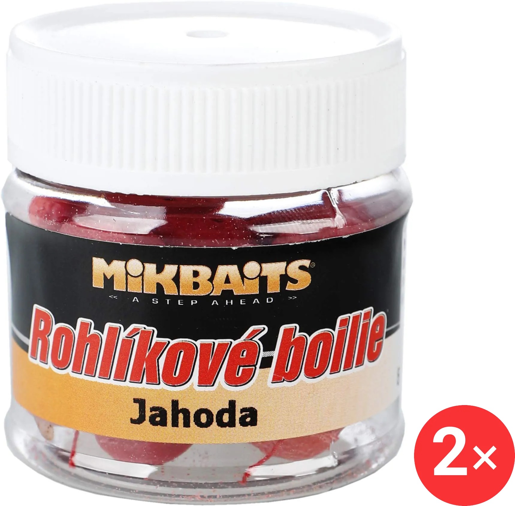 Mikbaits Rohlíkové boilie Jahoda 2 × 50 ml