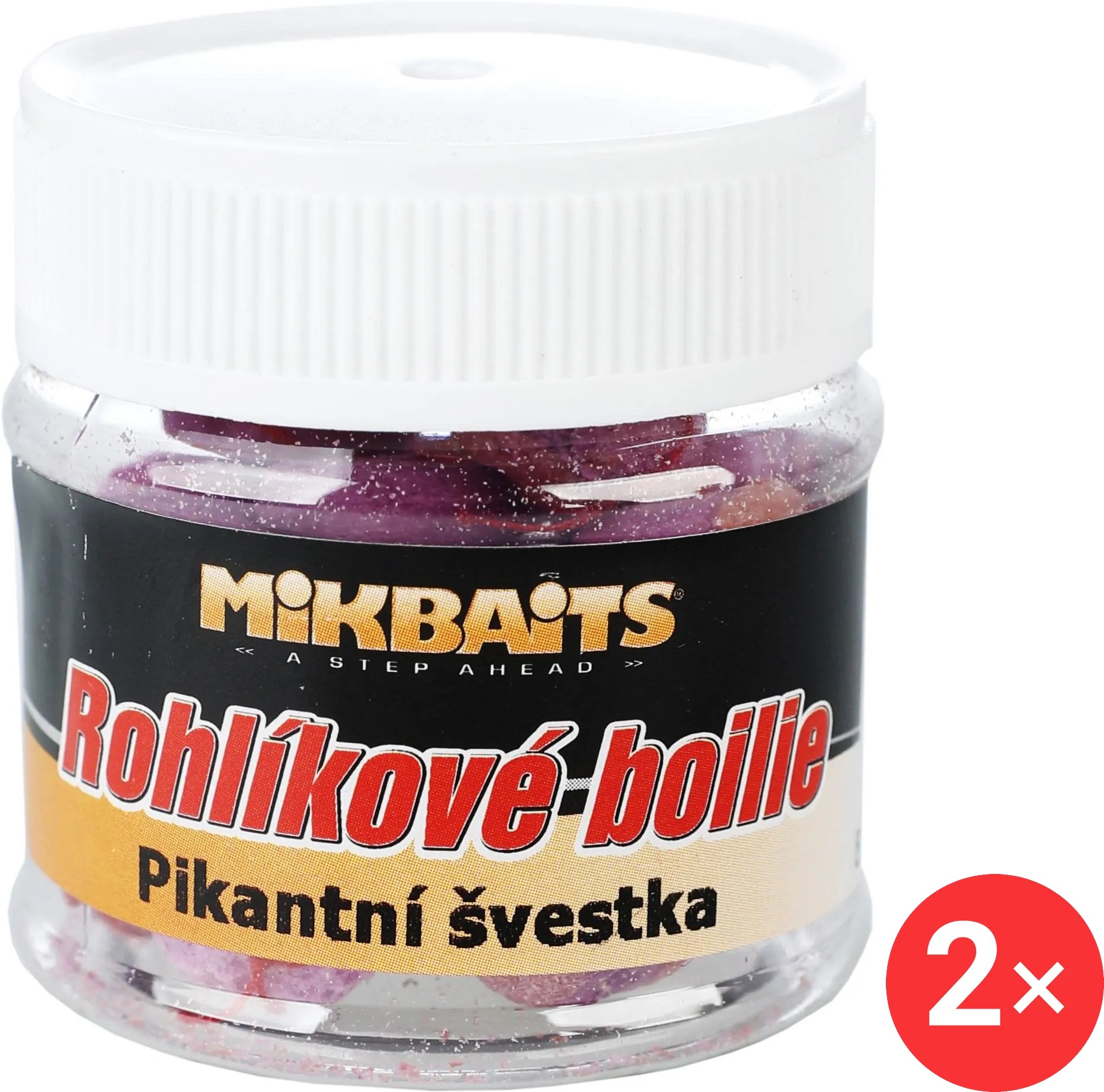 Mikbaits Rohlíkové boilie Pikantní švestka 2 × 50 ml