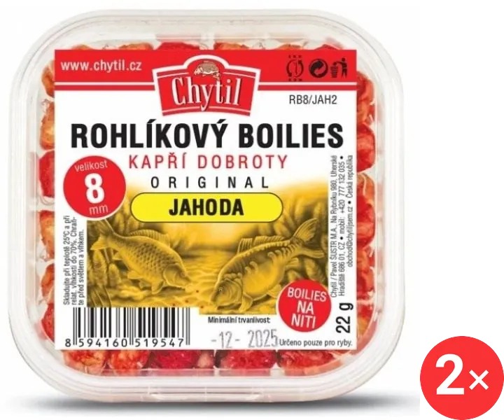 Chytil Rohlíkový boilies 2 × 22 g, 8 mm, Jahoda