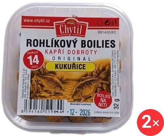 Chytil Rohlíkový boilies 2 × 32 g, 14 mm, Kukuřice