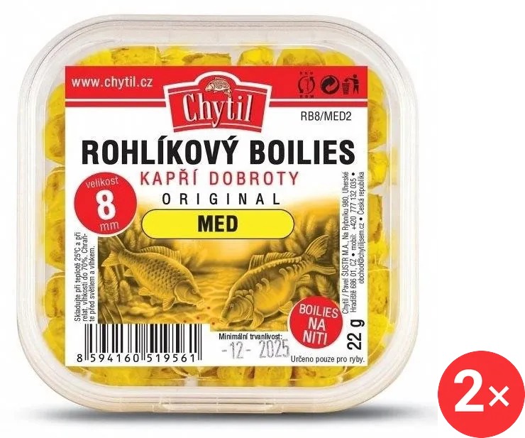 Chytil Rohlíkový boilies 2 × 22 g, 8 mm, Med