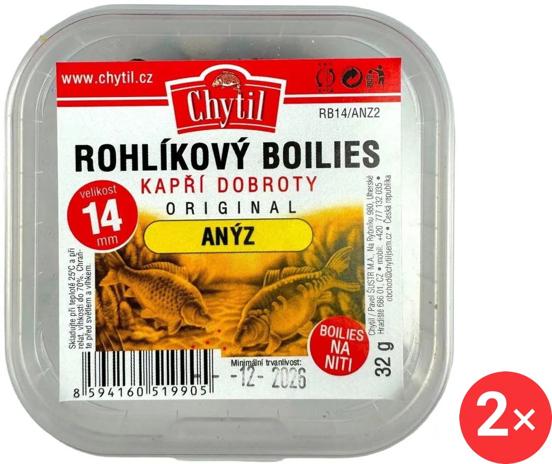 Chytil Rohlíkový boilies 2 × 32 g, 14 mm, Anýz