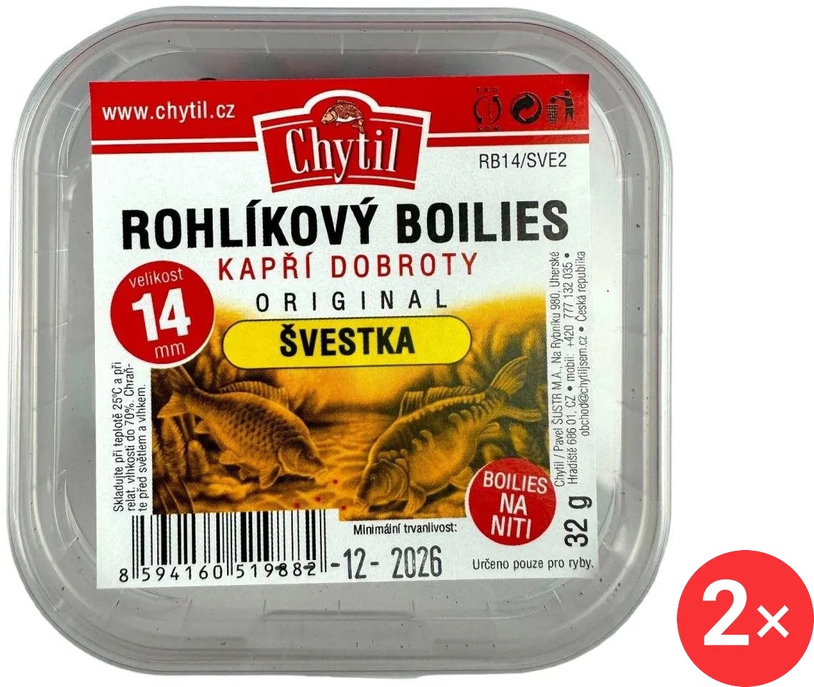 Chytil Rohlíkový boilies 2 × 32 g, 14 mm, Švestka
